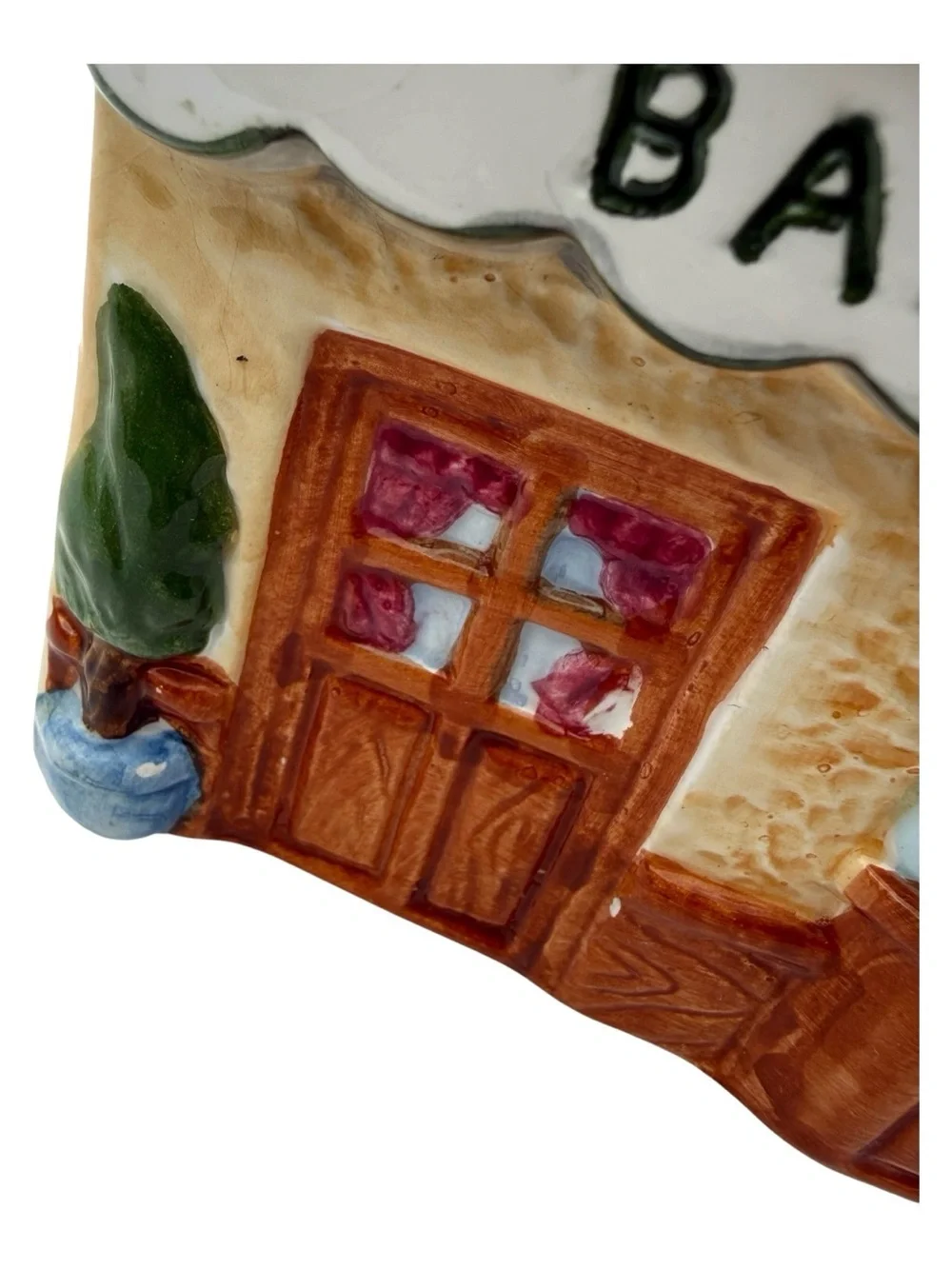 Vintage Ceramic Bakery Cookie Jar Village House Canister Cottagecore Kitchen 10”